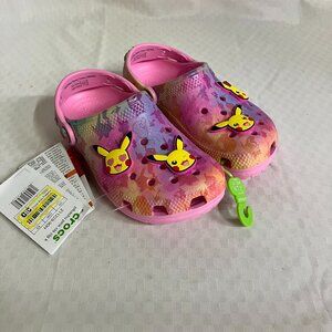Crocs Girl's Size C12 Pink Sandals Pokémon Pikachu Comfortable Classic Clogs
